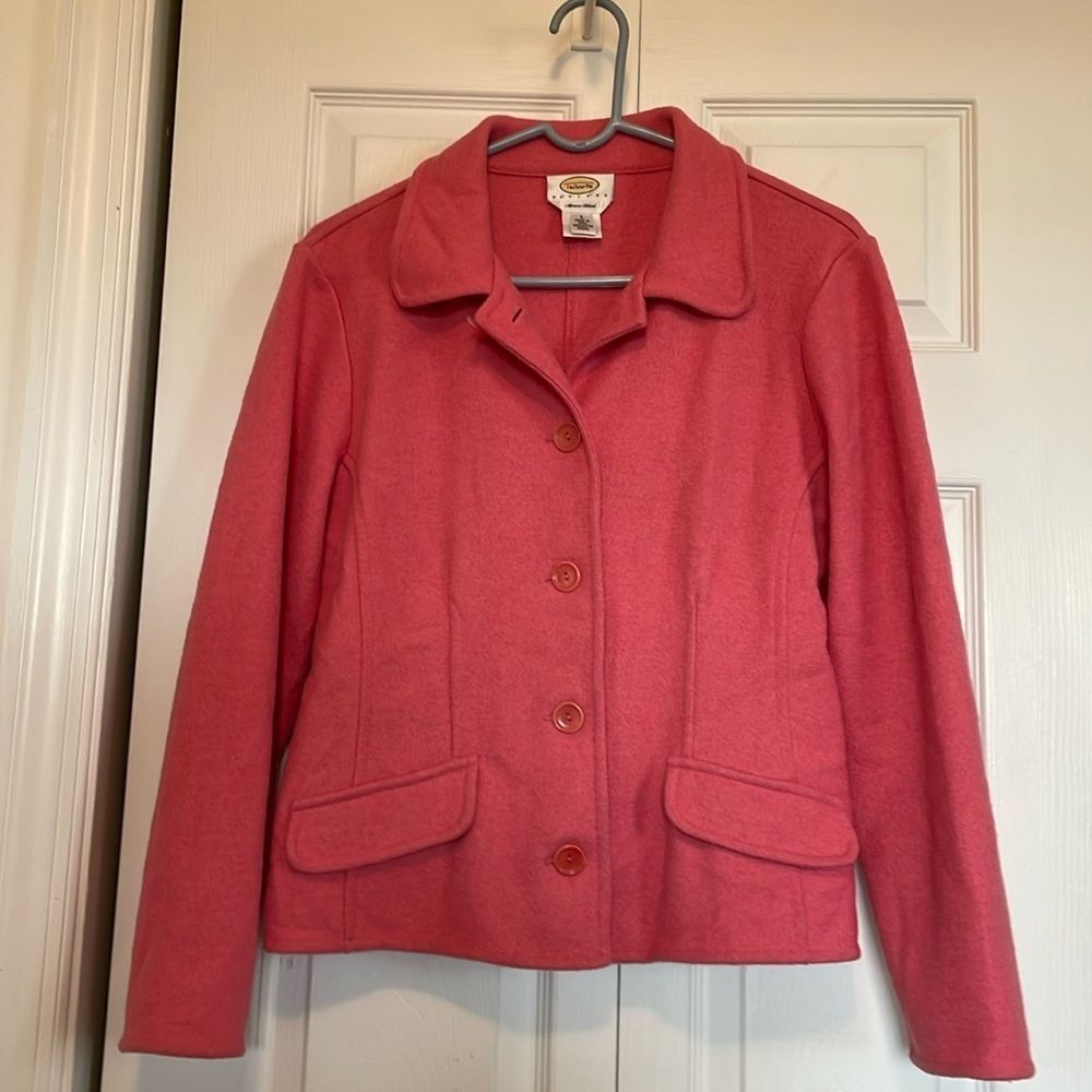Women’s Talbot LP wool/alpaca blend pink tailored blazer button closure collar